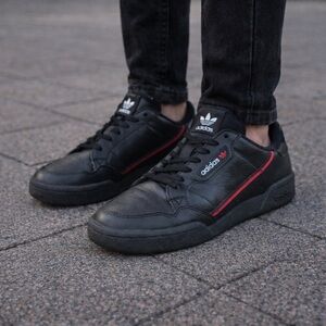 Adidas Continental 80 Low-Top Sneakers Black & Red Unisex US 5 Men’s/Women’s 6.5